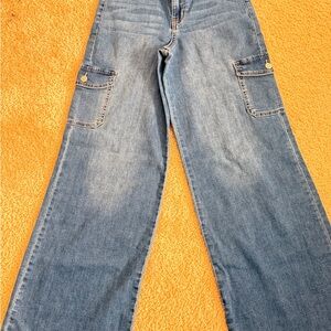 YMI Light Blue Wide-Leg Cargo Jeans